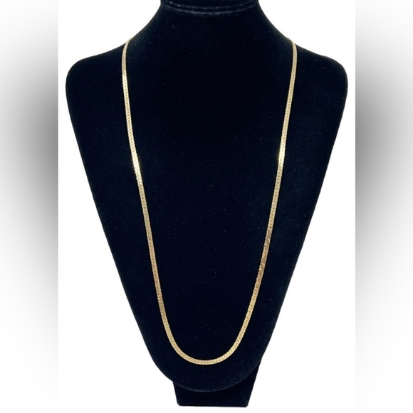 Vintage Monet Gold Plated Herringbone Chain Necklace 29” - Picture 1 of 5